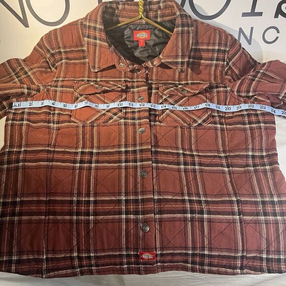 Dickies Rust Red Plaid Quilted Lined Shirt Jacket Womens XL - Picture 6 of 8